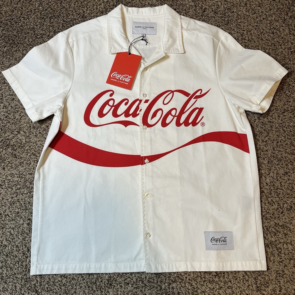 DANIEL w. FLETCHER x Coca-Cola Wave Bowling Shirt Optic White Large NWT